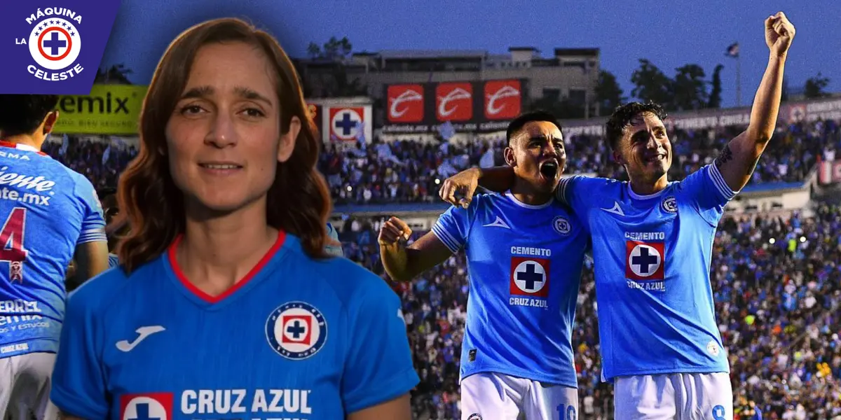 Ilustración de Julieta Venegas con la playera de Cruz Azul (Fuente: GROK / MEXSPORT)
